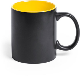 Кружка BAFY, черный с желтым, 350мл, 9,6х8,2см, тонкая керамика (H345290/03)
