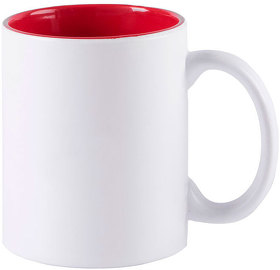 Кружка KULMER, белый с красным, 350мл, 9,6х8,2см, тонкая керамика (H345836/08)
