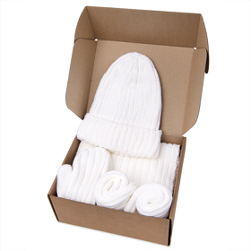 H39499/01 - Набор подарочный НАСВЯЗИ©: шапка, шарф,  варежки, носки, белый