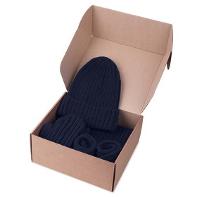 Набор подарочный НАСВЯЗИ©: шапка, шарф,  варежки, носки, темно-синий (H39499/25)