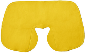 Подушка  надувная дорожная в футляре; желтый; 43,5х27,5 см; твил; шелкография