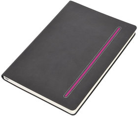 Бизнес-блокнот А5  "Elegance", серый  с розовой вставкой, мягкая обложка,  в клетку (H21211/10)