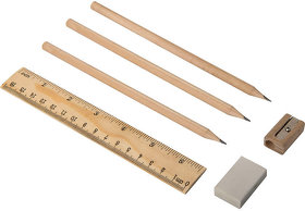 Канцелярский набор DONY -  карандаши, линейка, точилка, ластик, дерево/переработанный картон