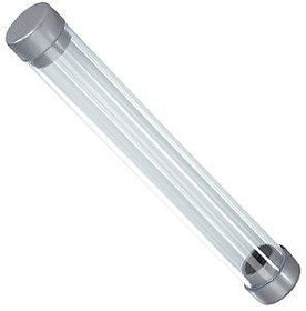 Футляр-тубус для одной ручки, прозрачный/серый, пластик, 15х2 см