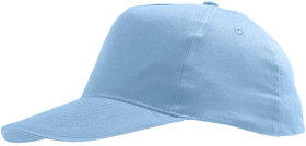Бейсболка "SUNNY", 5 клиньев, застежка на липучке, голубой, 100% хлопок, плотность 180 г/м2 (H788110.220)