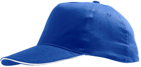 Бейсболка "SUNNY", 5 клиньев, застежка на липучке, ярко-синий с белым, 100% хлопок, плотность180г/м2 (H788110.913)