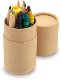 Набор канцелярский PIXI: 6 цветных карандашей, 6 восковых мелков, 1 точилка; картонный корпус (H343641)