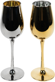 Набор бокалов для вина MOON&SUN (2шт), золотой и серебяный, 22,5х24,8х11,9см, стекло