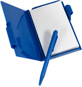 Блокнот для записей с авторучкой; синий; 10,5х7,9х1,1 см; пластик; тампопечать (H7131/24)
