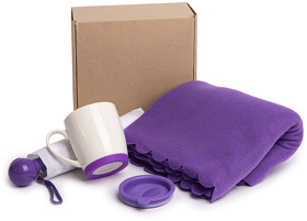 Набор подарочный SPRING WIND: плед, складной зонт, кружка с крышкой, коробка, фиолетовый (H39509/11)
