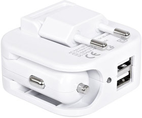 Адаптер с двумя USB-портами для зарядки от сети и от прикуривателя "Socket",6x5,7x4см (H7035)