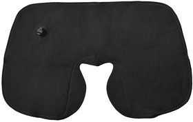 Подушка надувная дорожная в футляре; черный; 43,5 х 27,5 см; твил; шелкография