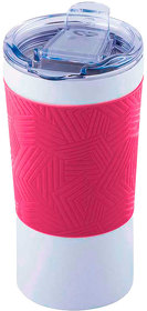Термокружка вакуумная "Funny" белая, розовая, силикон (H45002/10)
