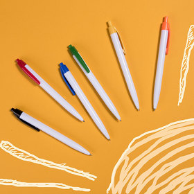 N8, ручка шариковая, белый/желтый, пластик