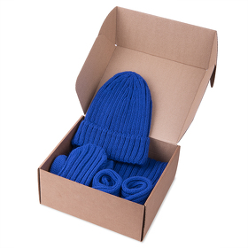 H39499/24 - Набор подарочный НАСВЯЗИ©: шапка, шарф,  варежки, носки, синий