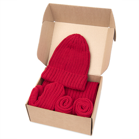 H39499/08 - Набор подарочный НАСВЯЗИ©: шапка, шарф,  варежки, носки, красный