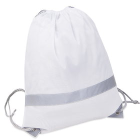 H16108/01 - Рюкзак мешок со светоотражающей полосой RAY, белый, 35*41 см, полиэстер 210D