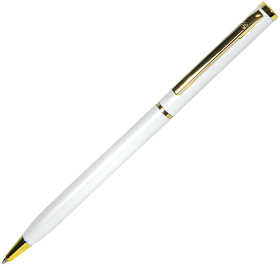 H1101/01 - SLIM, ручка шариковая, белый/золотистый, металл
