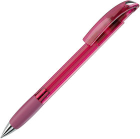 NOVE LX, ручка шариковая с грипом, прозрачный розовый/хром, пластик