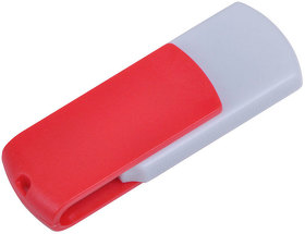 H19312_8Gb/08 - USB flash-карта "Easy" (8Гб),белая с красным, 5,7х1,9х1см,пластик