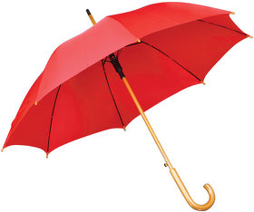 H7426/08 - Зонт-трость с деревянной ручкой, полуавтомат; красный; D=103 см, L=90см; 100% полиэстер