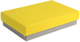 Коробка подарочная CRAFT BOX, 17,5*11,5*4 см, серый, желтый, картон 350 гр/м2