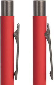 Ручка шариковая FACTOR, красный/темно-серый, металл, пластик, софт-покрытие