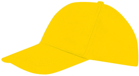 Бейсболка "BUZZ", 5 клиньев, застежка на липучке, желтый, хлопок 100% х/б, плотность 150 г/м2 (H788119.301)