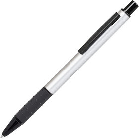 H37002/47 - CACTUS, ручка шариковая, серебристый/черный, алюминий, прорезиненный грип