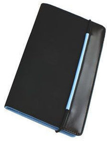 H9216/22 - Визитница "New Style" на резинке  (60 визиток),  черный с голубым; 19,8х12х2 см; нейлон;