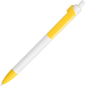 H601/120 - FORTE, ручка шариковая, белый/желтый, пластик