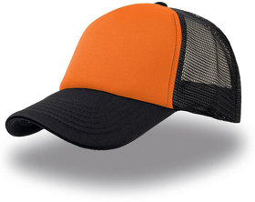 Бейсболка "RAPPER",5 клиньев,пластиковая застежка,оранжевый с черным,100% полиэстер,плотность80 г/м2 (H25420.535)