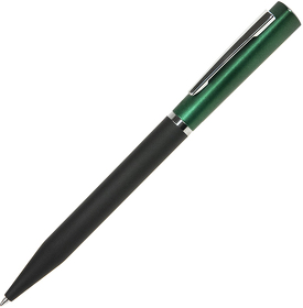 M1, ручка шариковая, черный/зеленый, пластик, металл, софт-покрытие
