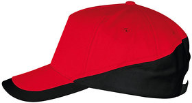 Бейсболка "BOOSTER", 5 клиньев, металлическая застежка, красный/черный, 100% хлопок, 260г/м2 (H700595.937)