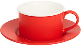 Чайная пара ICE CREAM, красный с белым кантом, 200 мл, фарфор (H27600/08)
