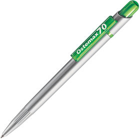 MIR SAT, ручка шариковая, прозрачный зеленый/серебристый, пластик