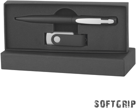 E6988-3/SS/8Gb - Набор ручка + флеш-карта 8 Гб в футляре, покрытие softgrip