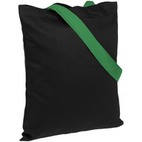 Холщовая сумка BrighTone, черная с зелеными ручками (P10766.39)