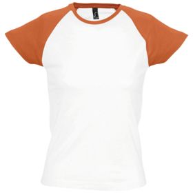 Футболка женская Milky 150, белая с оранжевым (P4381.62)