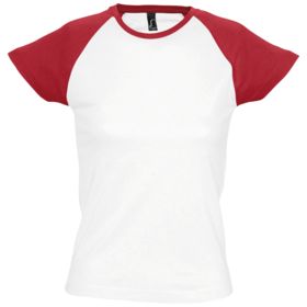 P4381.65 - Футболка женская Milky 150, белая с красным